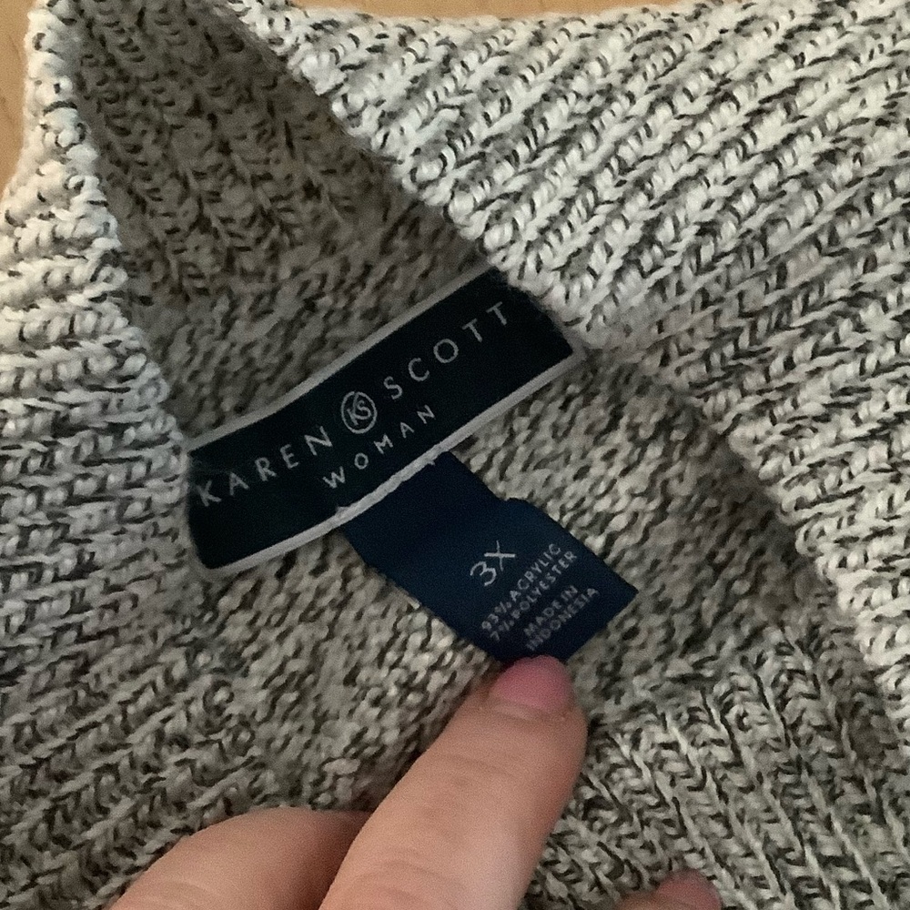 PRETTY NWT KAREN SCOTT 3X BLACK/WHITE/GRAY TWEED SWEATER - Picture 5 of 6
